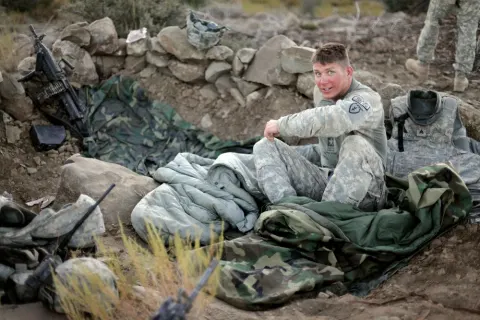 Soldiers sleep during Paktika mission
