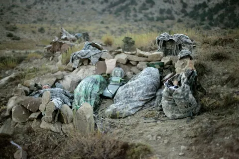 Soldiers sleep during Paktika mission