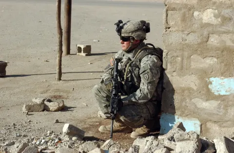 Paratroopers Provide Security for Route Clearing Mission South of Baghdad