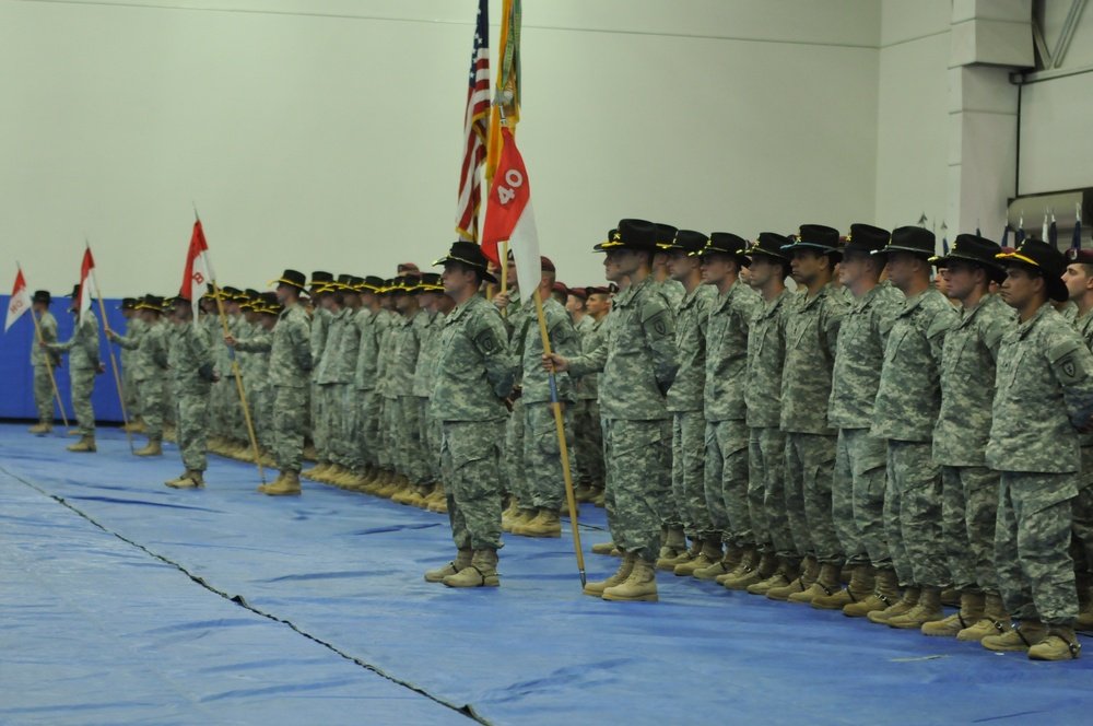 Denali Squadron Soldiers in formation during a 2014 change-of-command ceremony